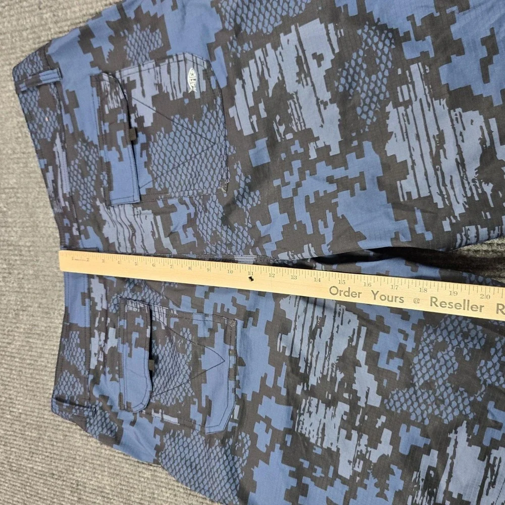 AFTCO Cargo Shorts Mens 38 Blue Camo Microfiber Stretch Fishing Outdoor Summer